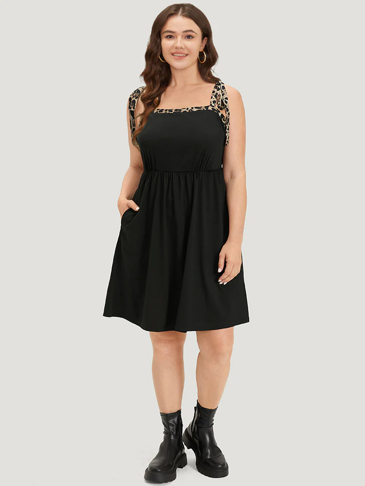 Supersoft Essentials Leopard Patchwork Elastic Waist Pocket Cami Dress - Image 4