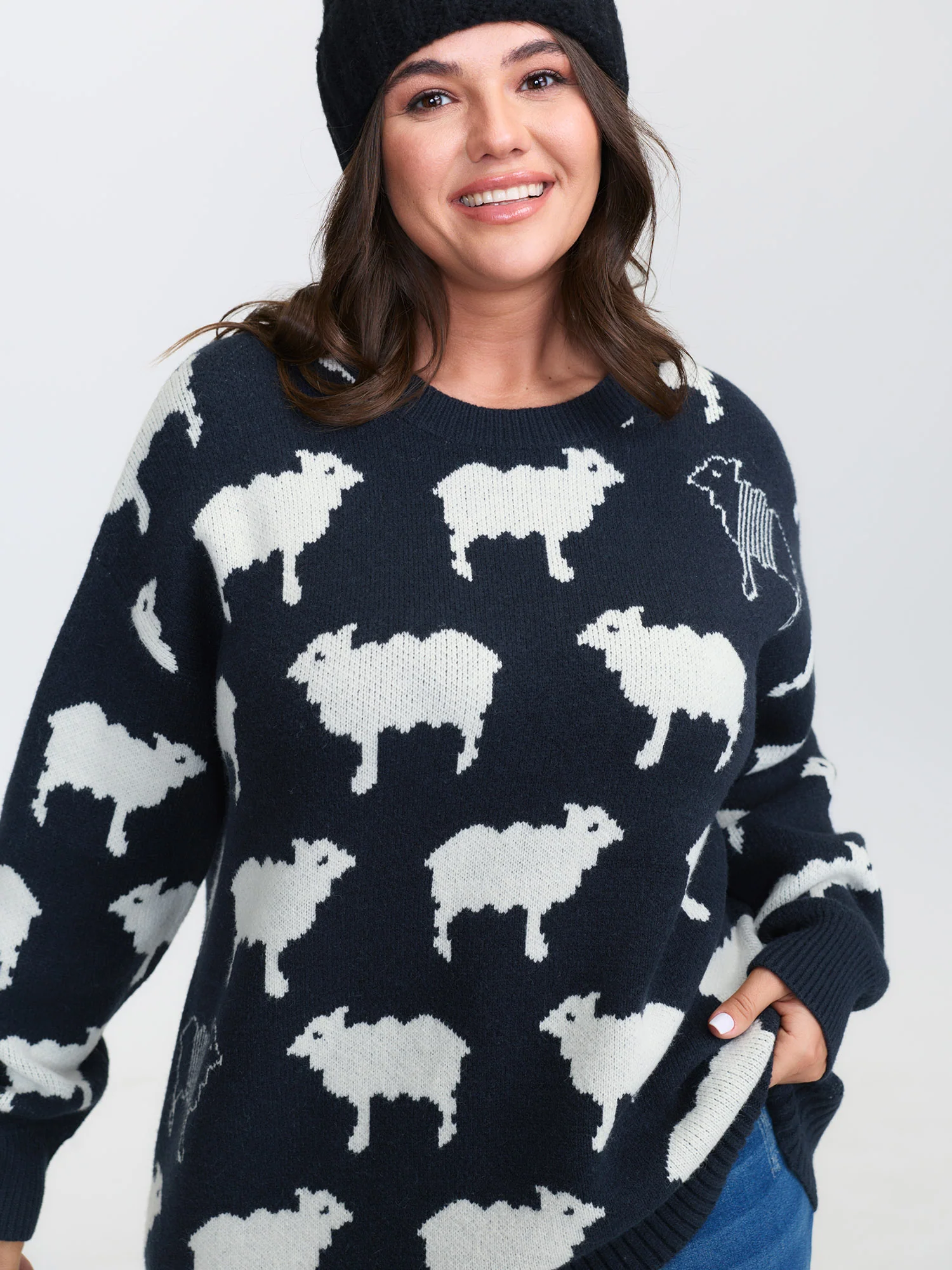 Supersoft Lamb Everywhere Pattern Jacquard Pullover