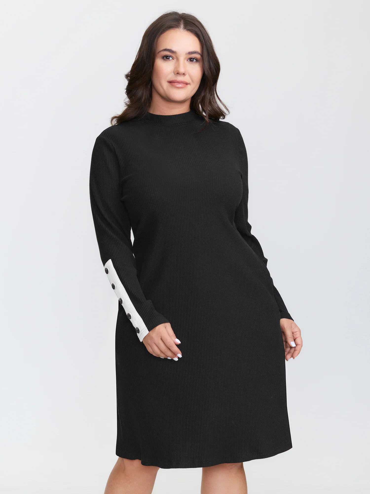 Supersoft Mockneck Button Midi Dress