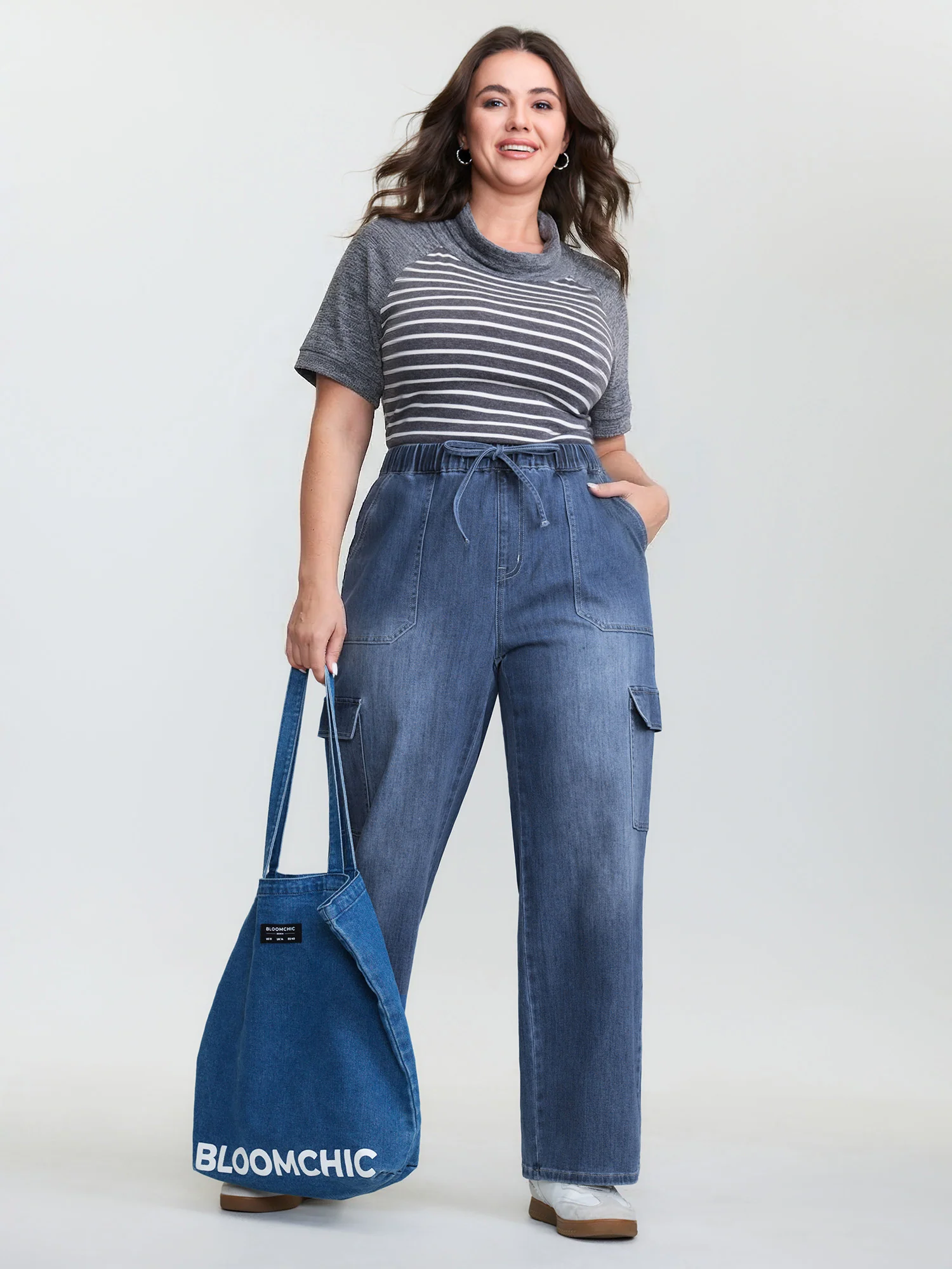 Supersoft Stretchy Back Waistband Wide-Leg Jeans - Image 2