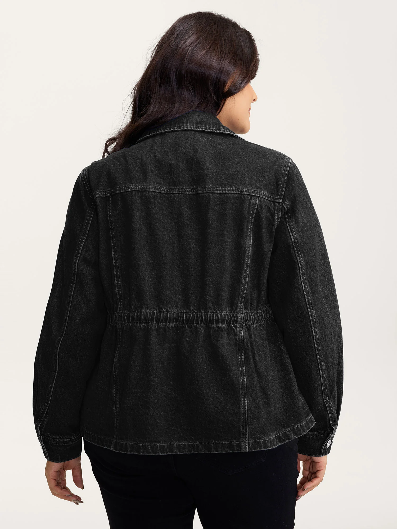 Supersoft Stretchy Waist Button-Down Denim Jacket - Image 14