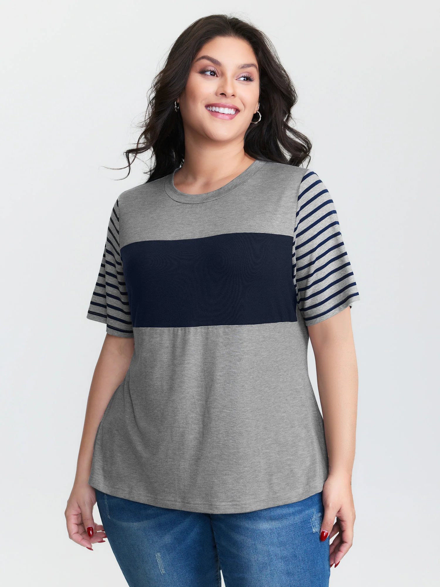 Supersoft Striped Color Contrast T-Shirt
