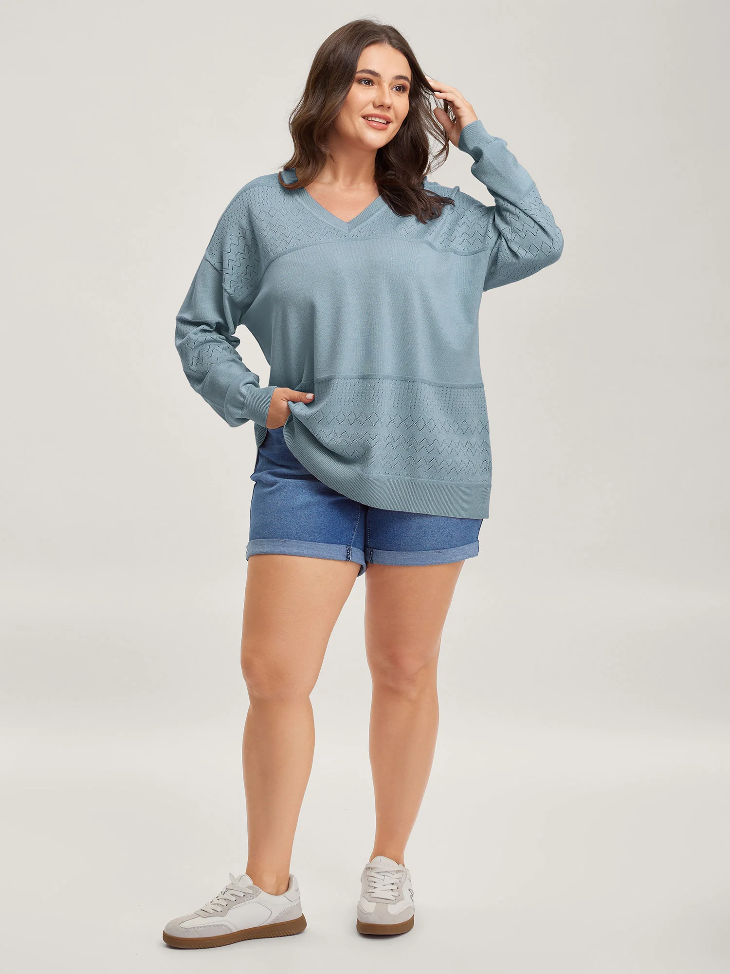 Supersoft Textured Eyelet Trim Pullover - Image 17