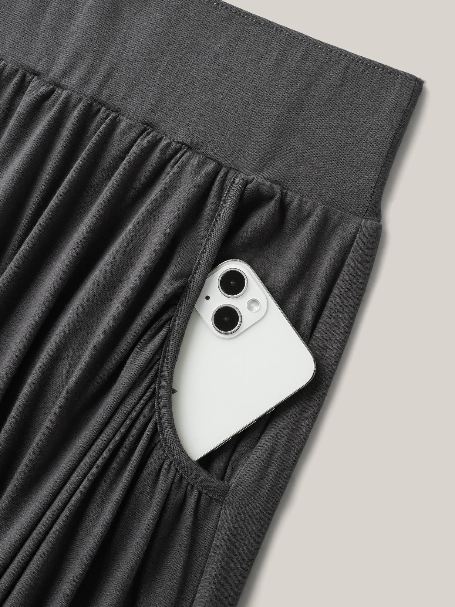 Supersoft Wide Waistband Pleated Plain Midi Skirt - Image 5