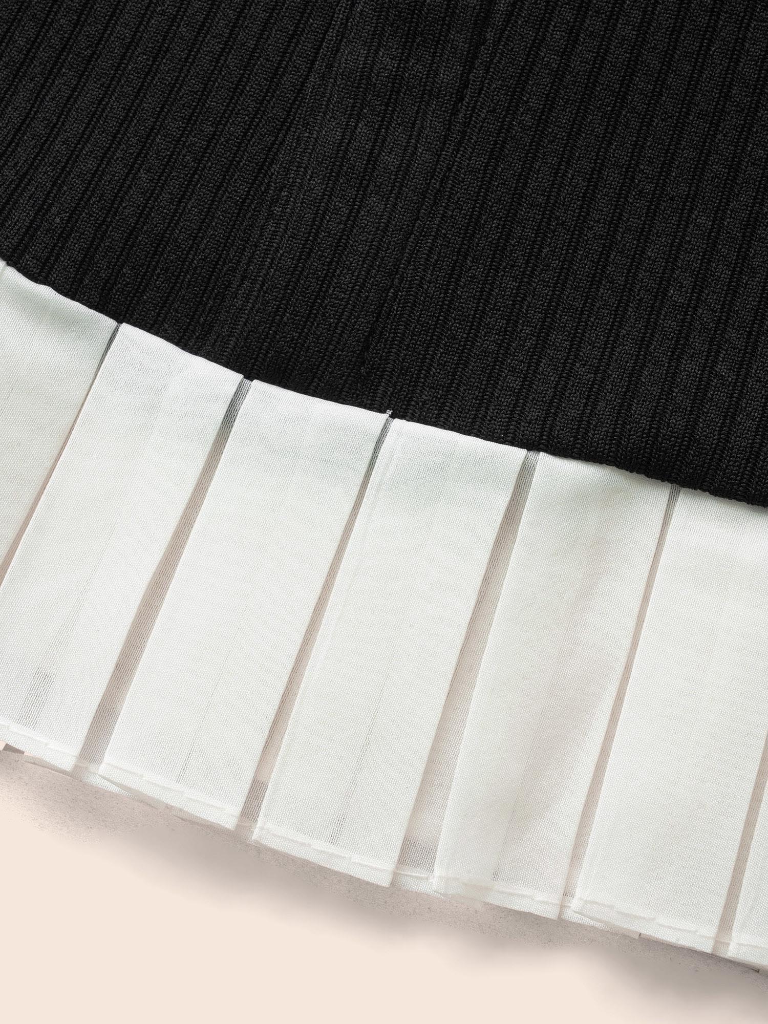 Texture Patchwork Pleated Metal Detail Dress - Image 6