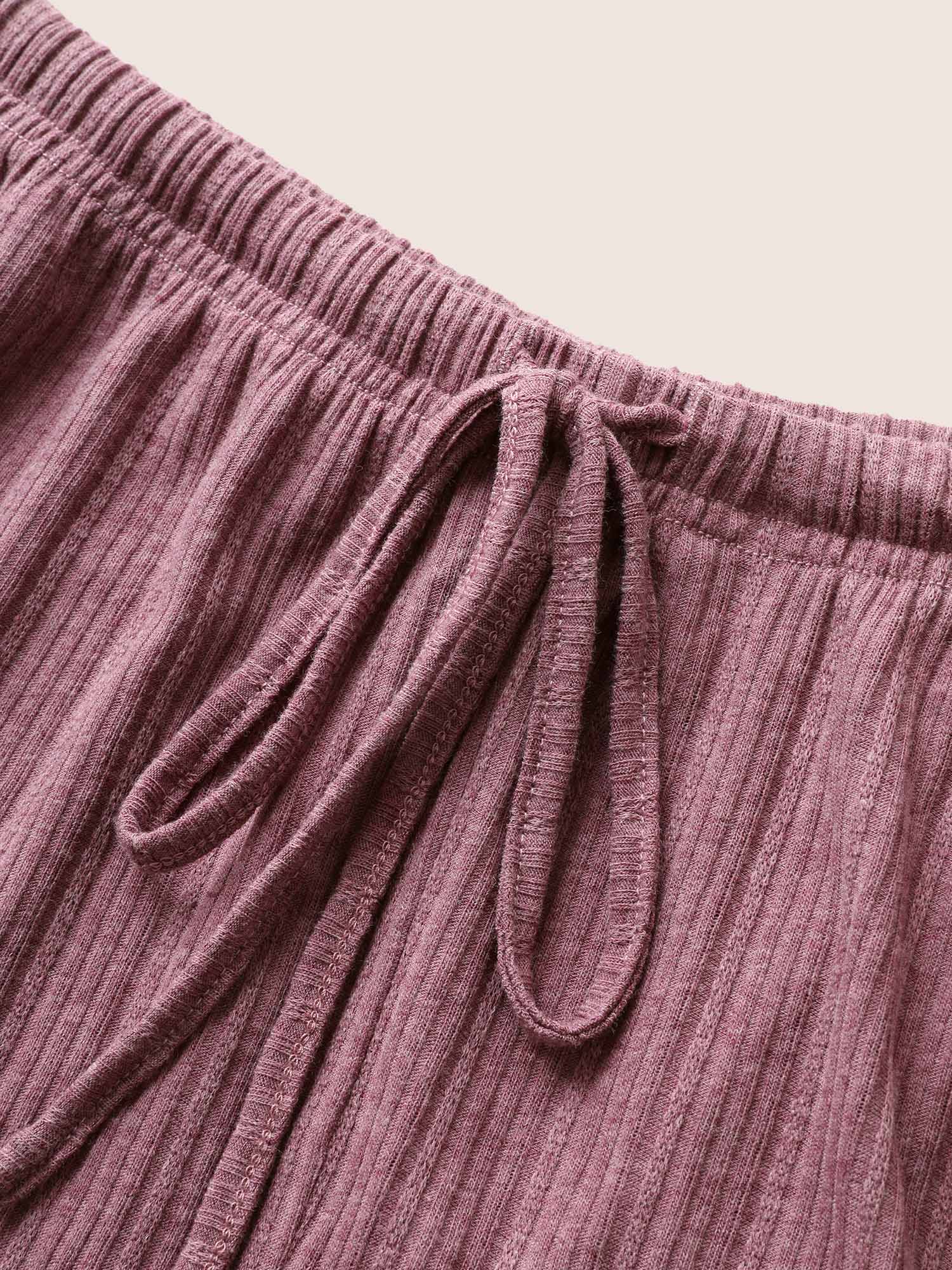 Texture Patchwork Ruffles Drawstring Loungewear Set - Image 9
