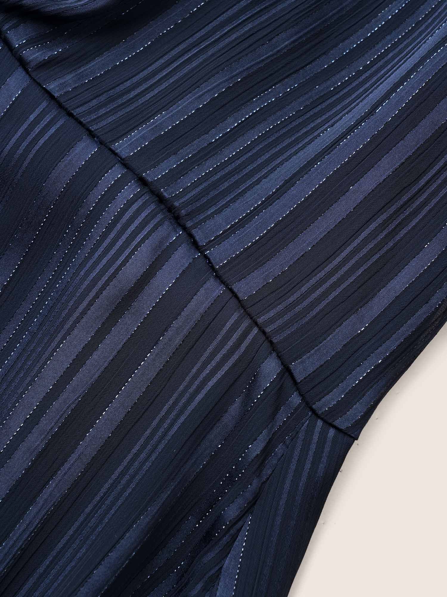 Textured Chiffon Mesh Patchwork Ruched Dress - Image 5