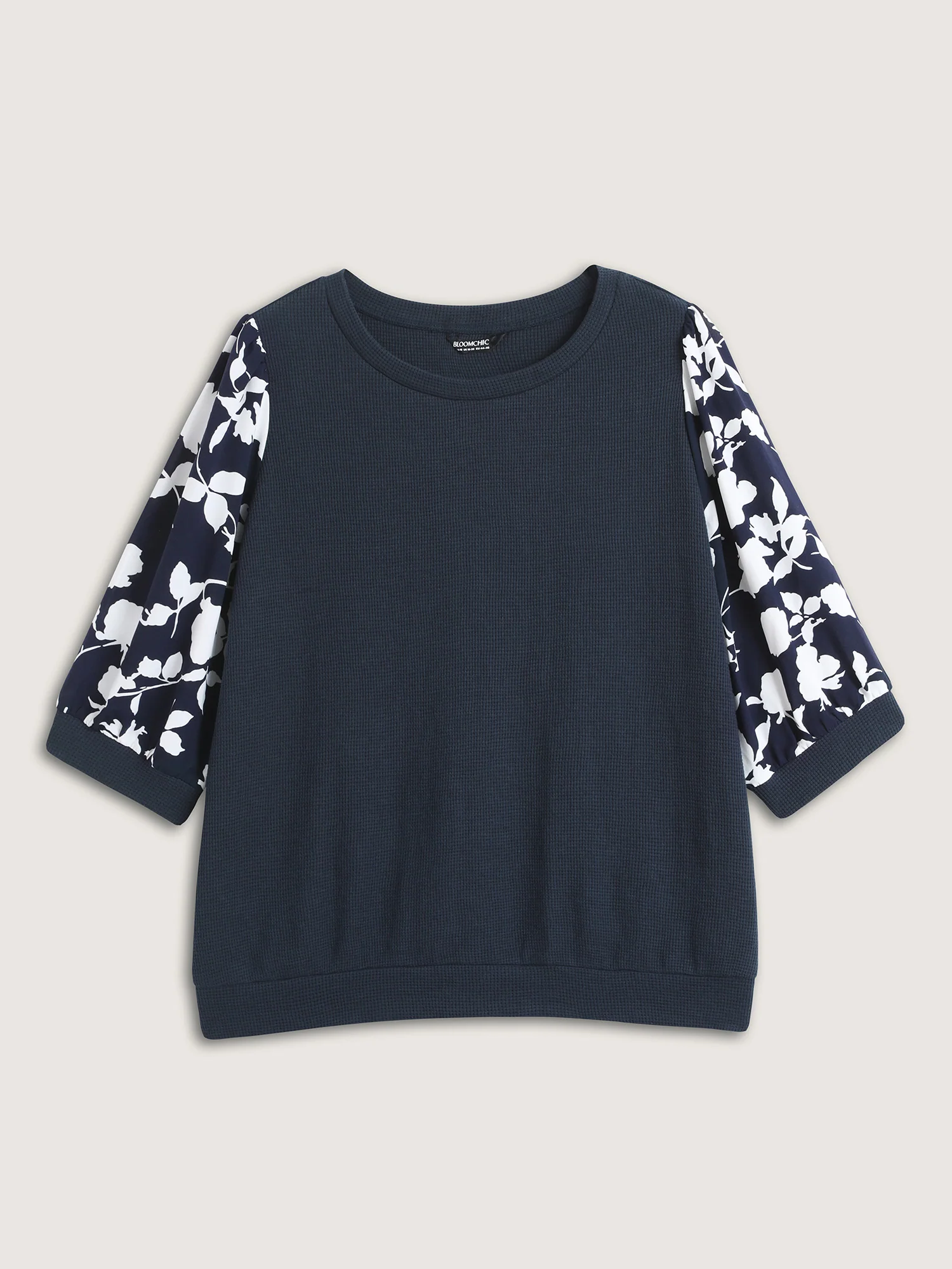Textured Floral Puffy Sleeve Sweatshirt - Image 10