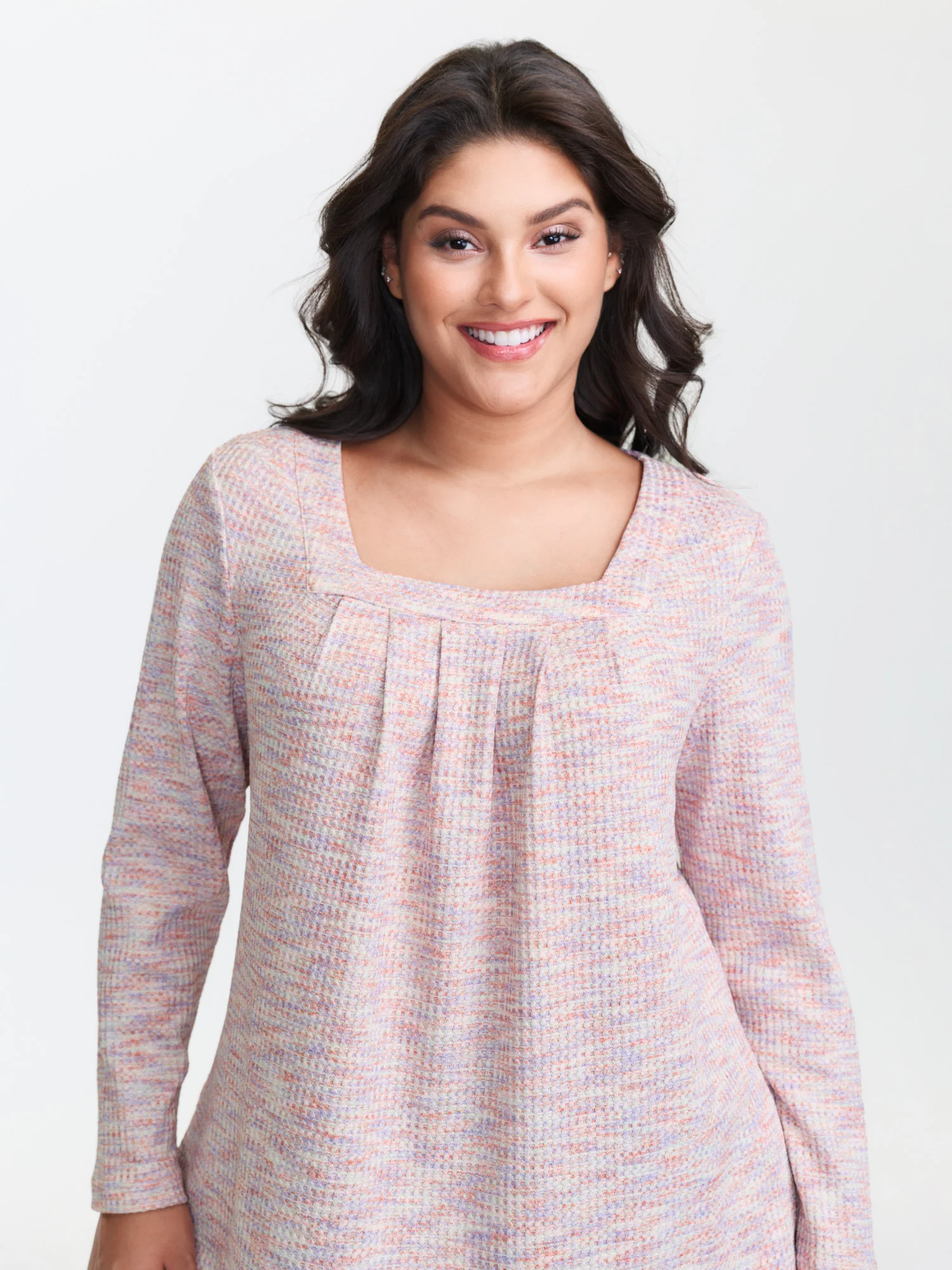 Textured Knit Pleated Neckline Top - Image 16