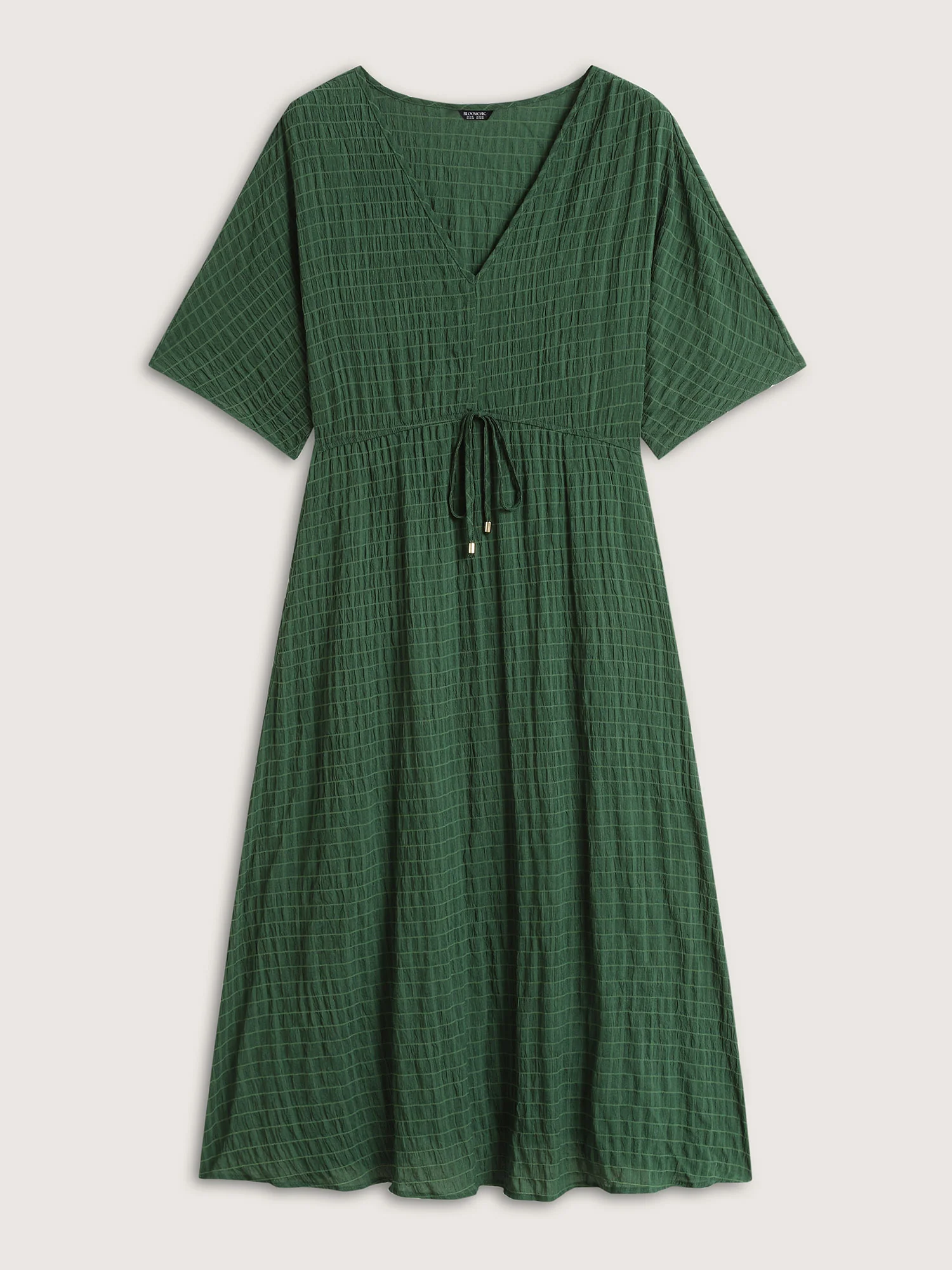 Textured Split Hem Waist-Tie Maxi Dress - Image 7