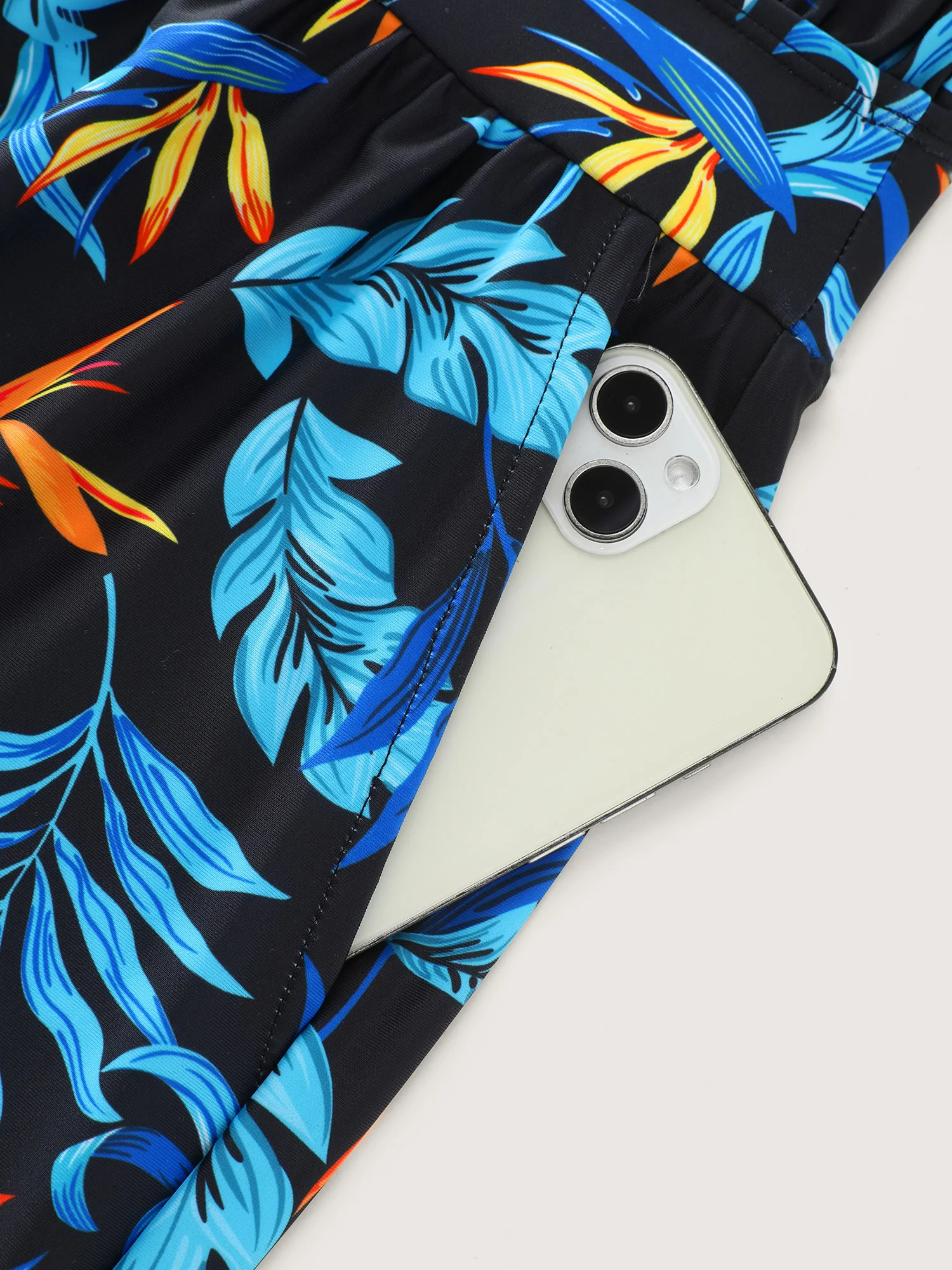 Tropical Flower Print Pockets One-Piece Swimsuit - Image 70