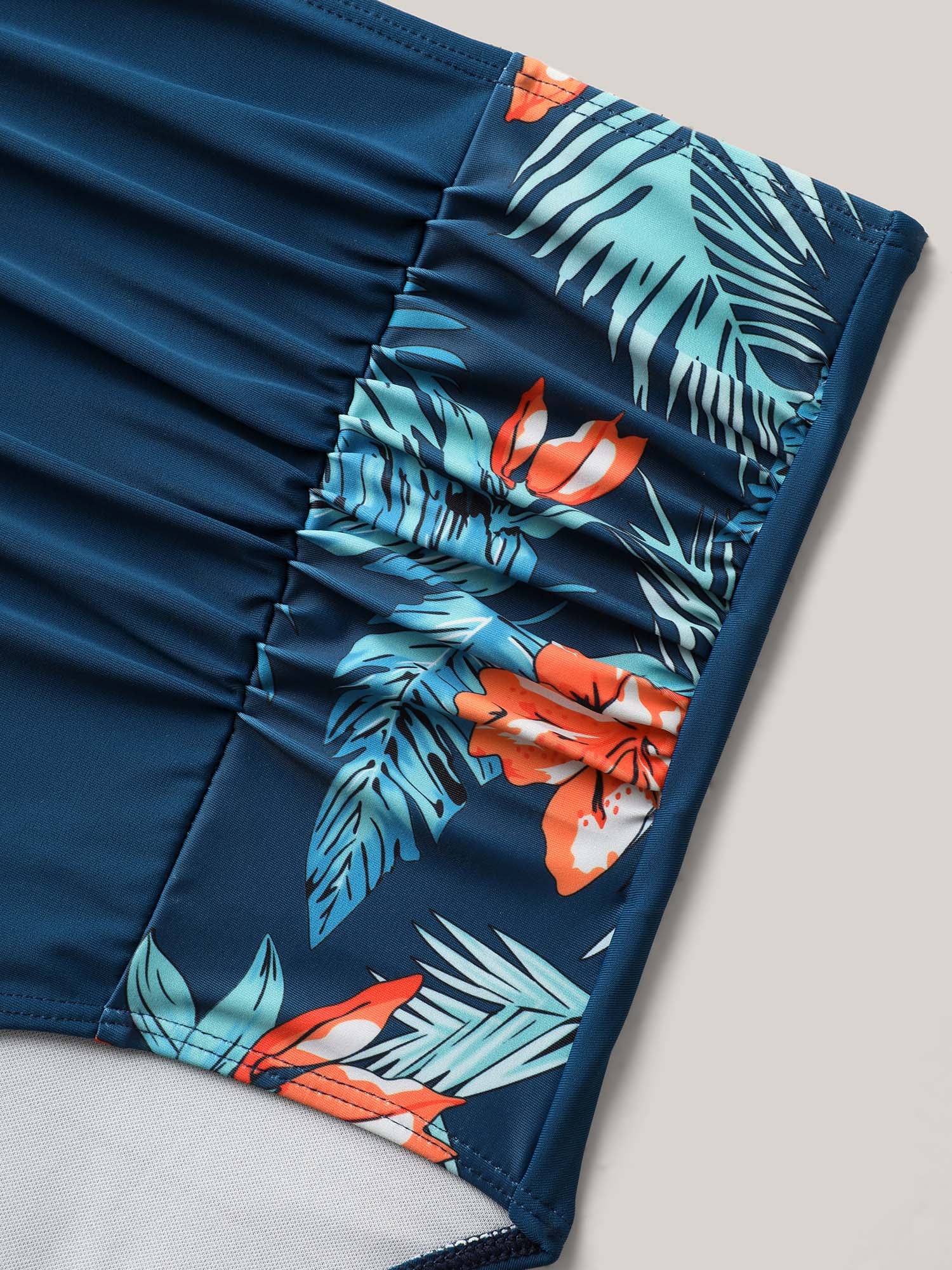 Tropical Print Ruched Swim Bottoms - Image 6