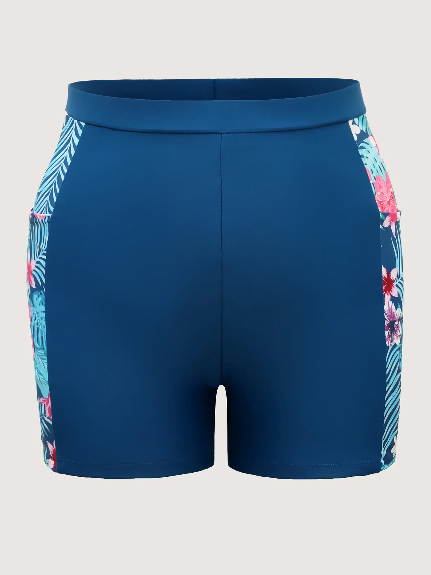 Tropical Print Side Pockets Contrast Swim Bottoms - Image 6