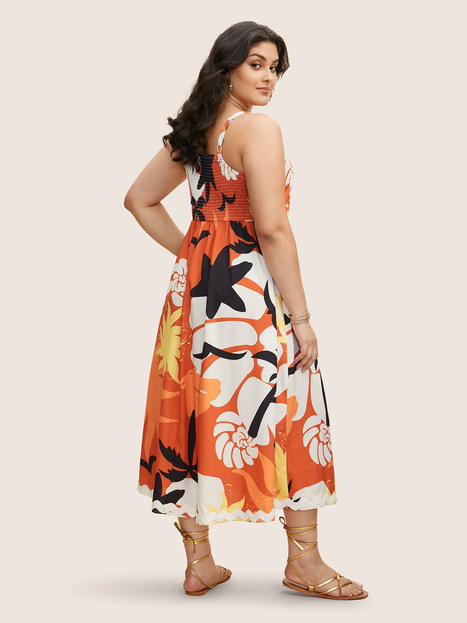 Tropical Print Square Neck Maxi Dress - Image 2