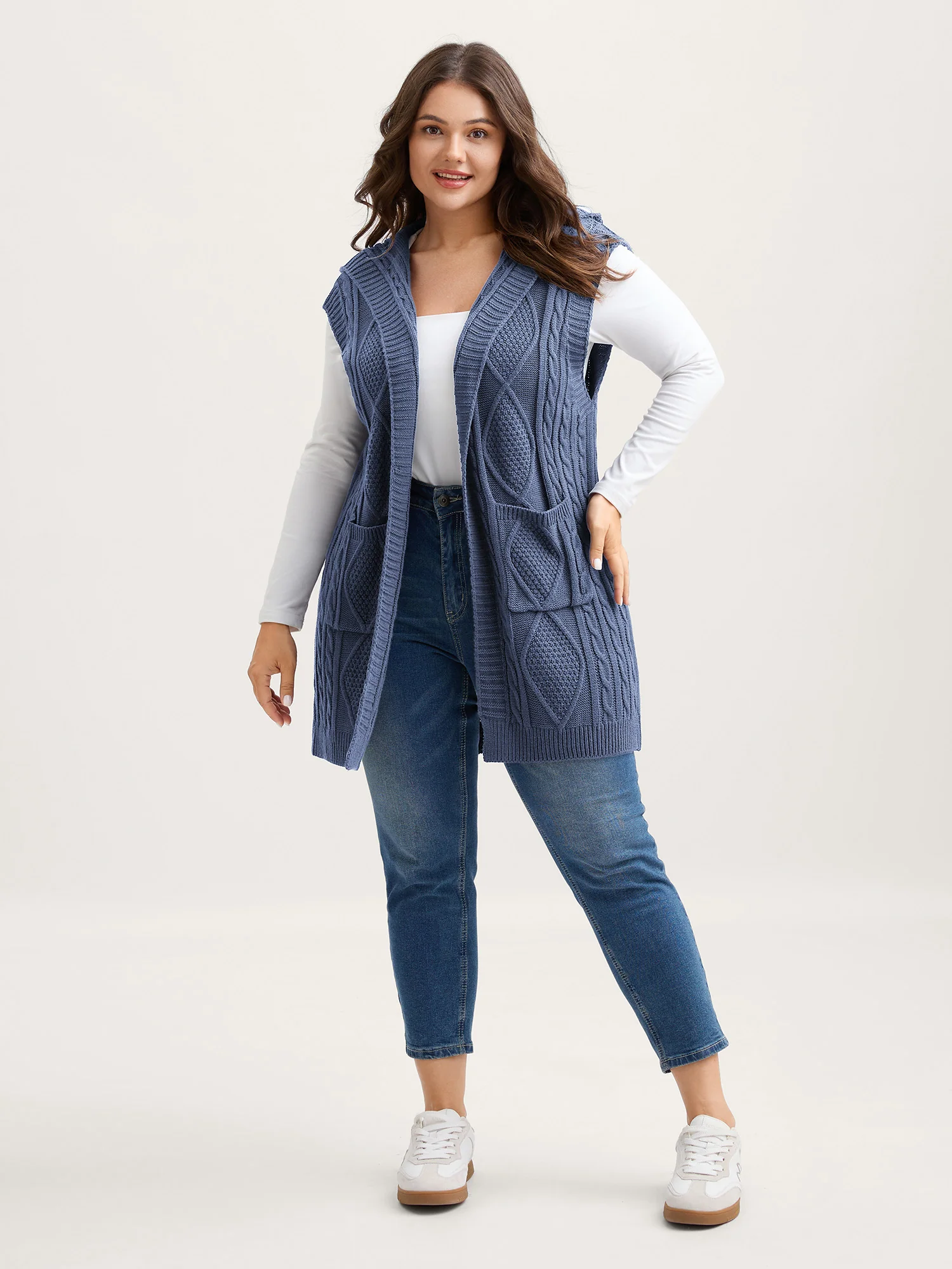 Twisted Hooded Sleeveless Knit Cardigan - Image 38
