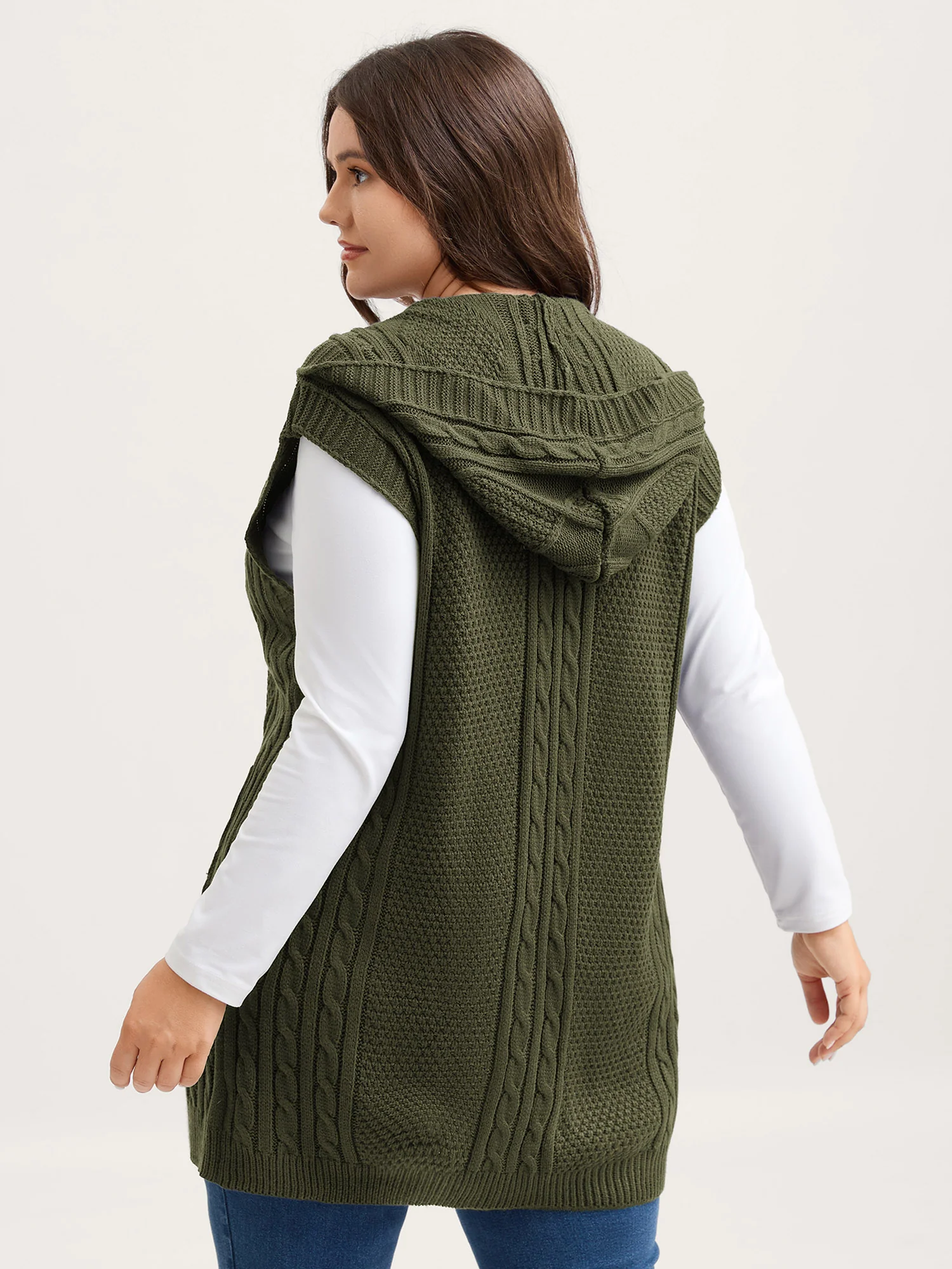 Twisted Hooded Sleeveless Knit Cardigan - Image 47