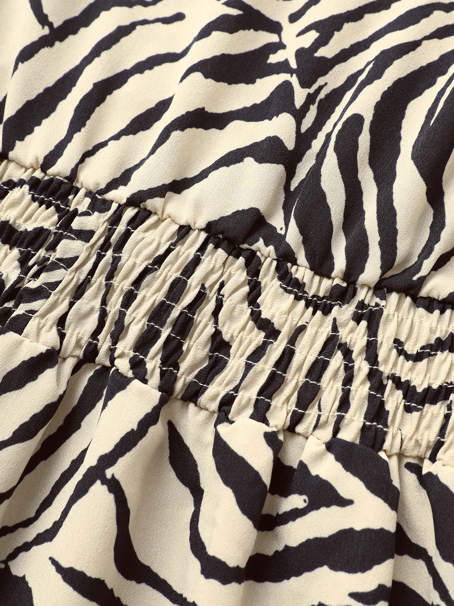 Zebra Print Elastic Waist Drawstring Sleeve Dress - Image 6