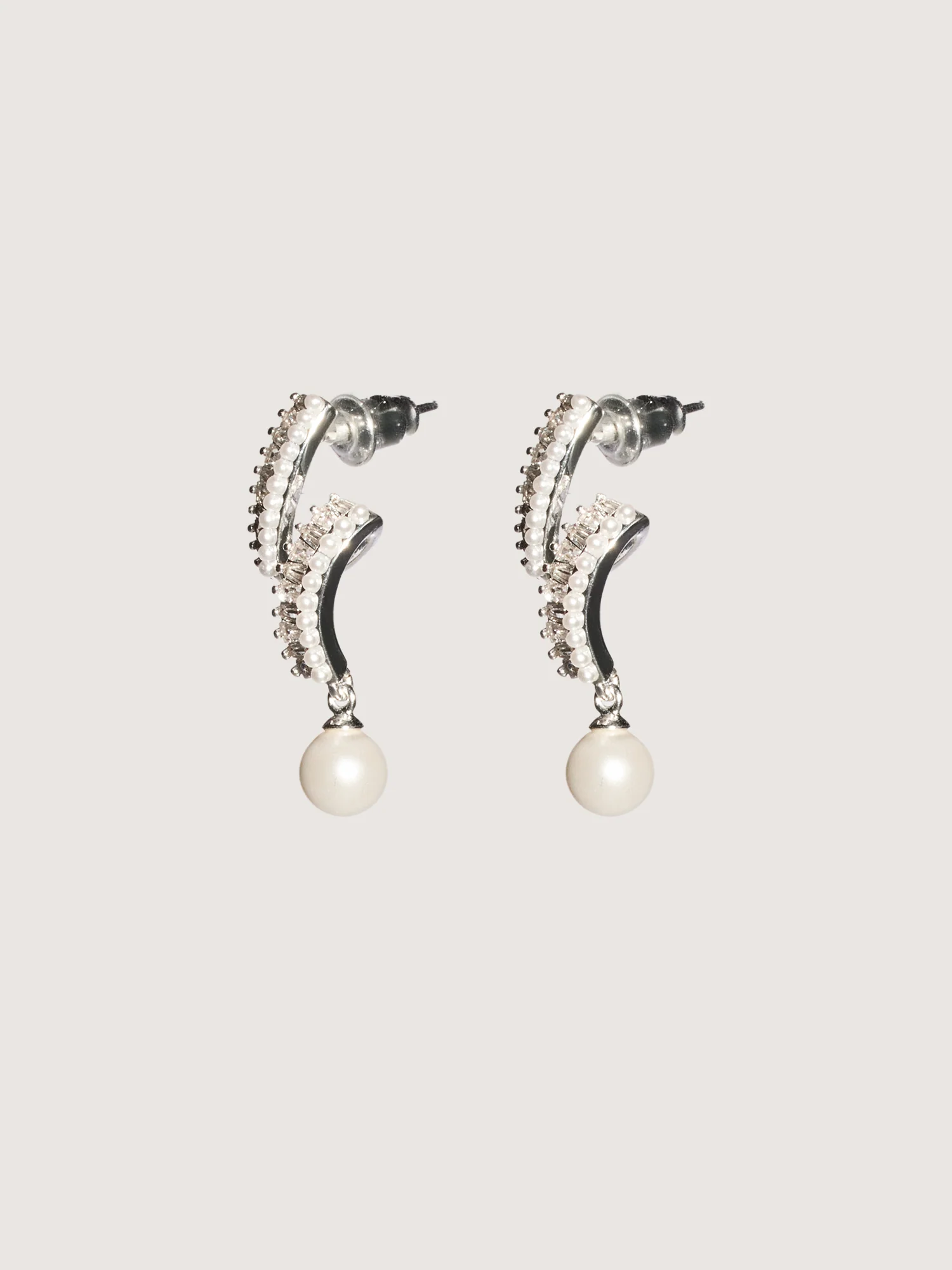 Zircon Pearl Elegance 925 Silver Needle Drop Earrings - Image 3